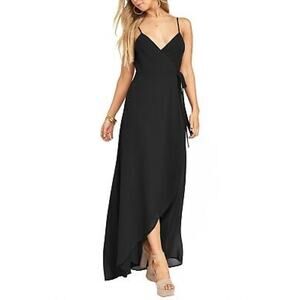 Show Me Your Mumu Mariah‎ Dress Womens Large Black Wrap Party Maxi Sleeveless